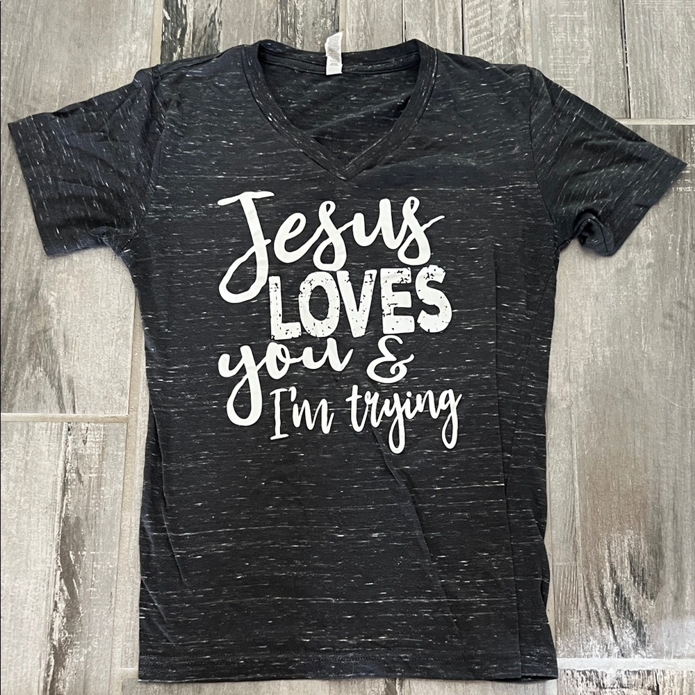 Bella Canvas Black  Tee with White Print